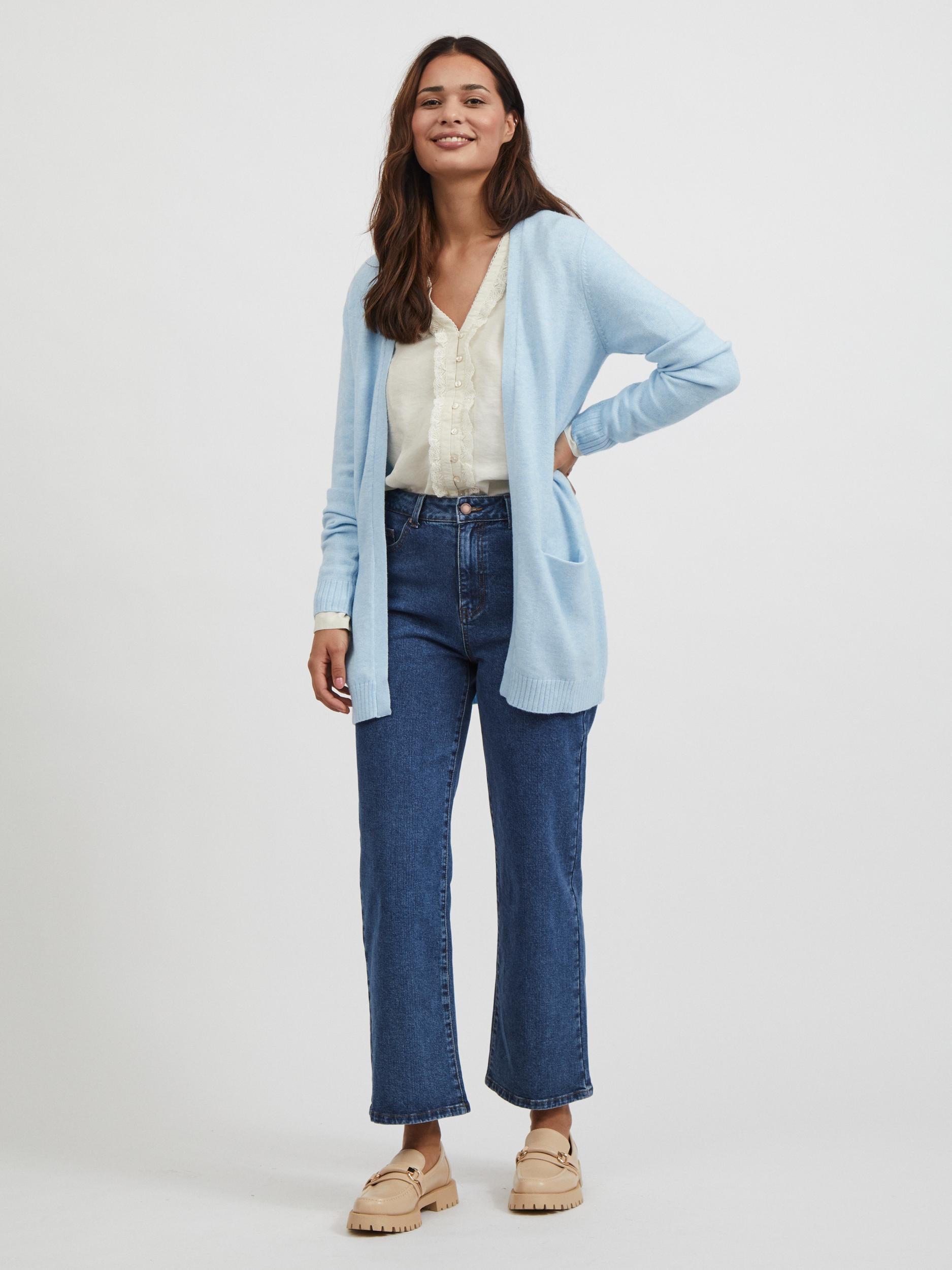 Viril Open Knit, cardigan - Kentucky Blue